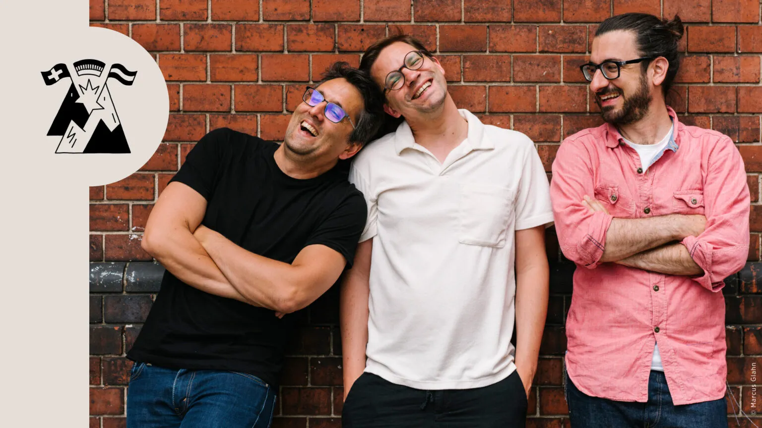 Matthias Daum, Florian Gasser und Lenz Jacobsen, die Hosts von «Servus. Grüezi. Hallo.»